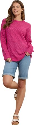 M&Co Womens Hot Long Sleeve Pointelle Jumper - Womens Pink