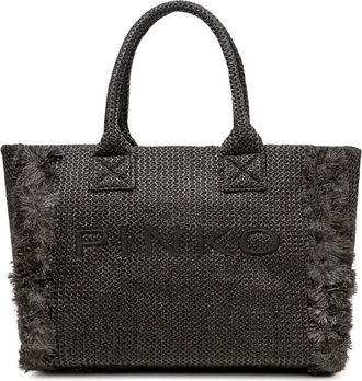 Pinko Tote Bags, female, Black, Size: ONE SIZE Beach Shopper Rafia