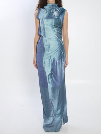 Jean Paul Gaultier Womens Water Long Dress - Light Blue - Size Medium