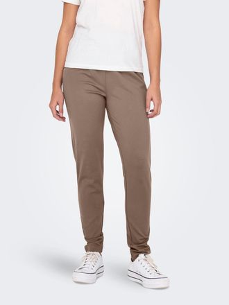 Only Jogger Pants ONLY ONLPOPTRASH LIFE EASY COL PANT PNT NOOS, Damen, Gr. L (40), L&auml;nge 32, beige (fossil), Milano Rib, Obermaterial: 63% Viskose, 32% Nyl