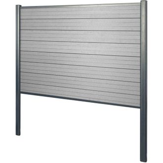 Hhg Hhg - Wpc Pantalla De Privacidad Sarthe, Valla Cortavientos, Poste De Aluminio Para Fijar En Hormig&oacute;n, Elemento De Base, 190cm Gris