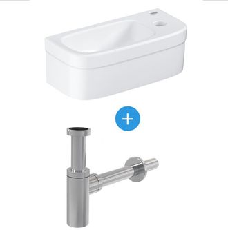 GROHE Mueble Lavabo Euro Ceramic 370 X 180 Mm + Sif&oacute;n Met&aacute;lico Alca, Cromo (39327000-set)