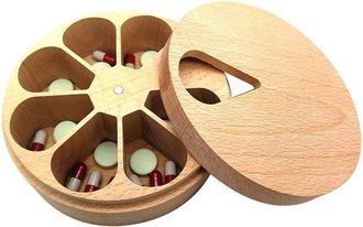 OEM Caja De Almacenamiento Redonda De Madera Con 7 Compartimentos Y Tapa