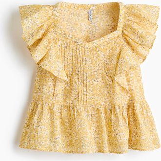 H&M Baumwolltop mit Volants - Yellow