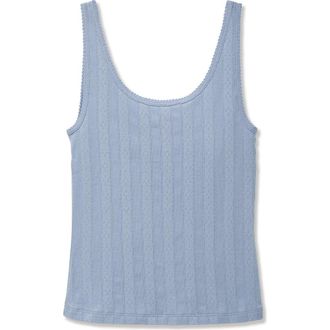 Petite Plume Pima Cotton Pointelle Tank in Blue at Nordstrom, Size X-Large