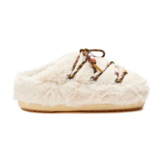 Moon Boot Schoenen, Dames, Beige, 41 EU, Faux-Fur Beaded Mules