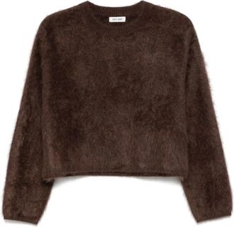 Soft Goat Truien & Vesten, Dames, Bruin, S, Kasjmier, Cropped Trui met Ronde Hals