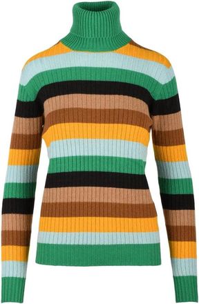 Drumohr High Neck Cashmere Sweater - Green/Yellow