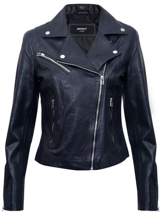 Infinity Leather Womens Smart Biker Jacket-Matlock - Black Lamb Leather - Size 18 UK