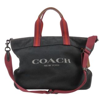 Coach Black Bordeaux Canvas Leather Tote Bag (Pre-Owned)