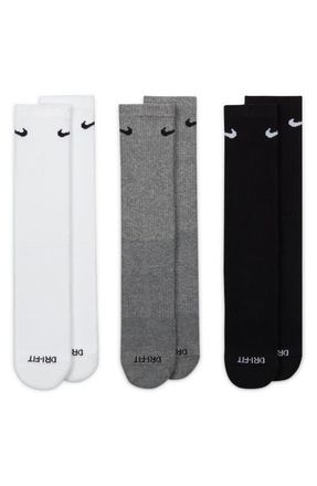 Nike Assorted 3-Pack Everyday Plus Cushion Crew Training Socks in Multi-Color 964 at Nordstrom, Size Large