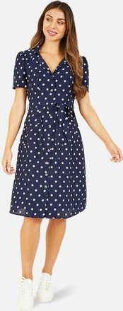 Yumi Retro Shirt Polka Dot Dress in Navy at Nordstrom, Size 12