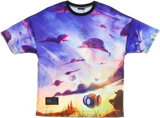 Dolly Noire Zonsondergang Oversize Tee Multi T-Shirt - Heren - T-shirts - Veelkleurig - S - Polyester - Tops