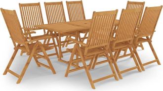 vidaXL Conjunto De Comedor De Jard&iacute;n 9 Piezas Madera Maciza De Teca Vidaxl