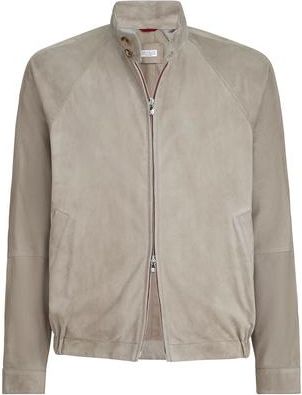 Brunello Cucinelli Suede jacket in Khaki at Nordstrom, Size Xxx-Large Eu