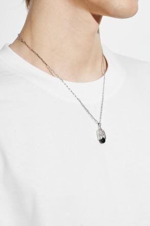 Bottega Veneta Silver Necklace With Pendant, Mens, Silver