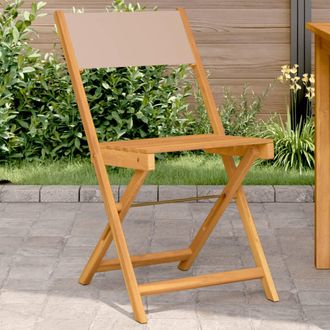 vidaXL Vidaxl - Sillas De Bistr&oacute; 2 Uds Madera Maciza Acacia Y Tela Gris Taupe