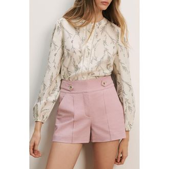 Veronica Beard Emiko Floral Cotton & Silk Button-Up Shirt in Dove Multi at Nordstrom, Size 00