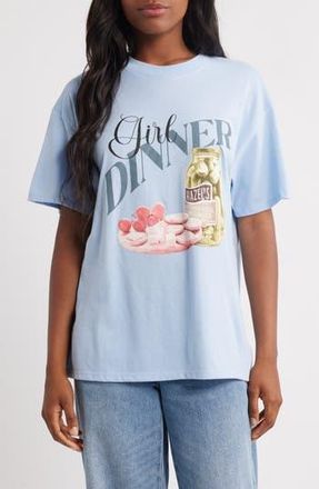 Vinyl Icons Girl Dinner Cotton Blend Graphic T-Shirt in Light Blue at Nordstrom Rack, Size Small