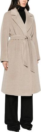 Max Mara Mstgiorno Jas - Dames - Mantels - Beige - Maat: L Leer