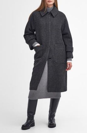 Barbour Veronica Houndstooth Check Wool Coat in Charcoal Dogtooth at Nordstrom Rack, Size Medium