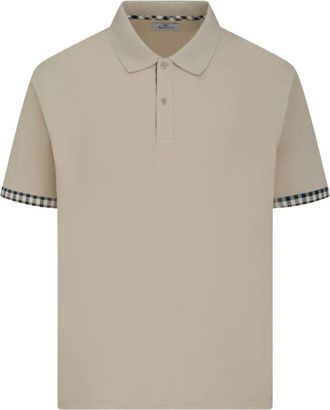 Aquascutum CC Stretch Piquet Sleeves Polo - Heren - Polos - Beige - XL - Katoen - Tops