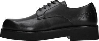 N&deg;21 Derby Logo - Dames - Veterschoenen - Zwart - 37 EU - Leer - Schoenen