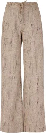 D.exterior 618147Gess Wijde broek - Dames - Wijde Broeken - Beige - XS - Polyester - Broeken