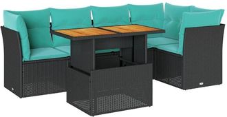 vidaXL Set De Sof&aacute;s De Jard&iacute;n 6 Piezas Y Cojines Rat&aacute;n Sint&eacute;tico Negro Vidaxl