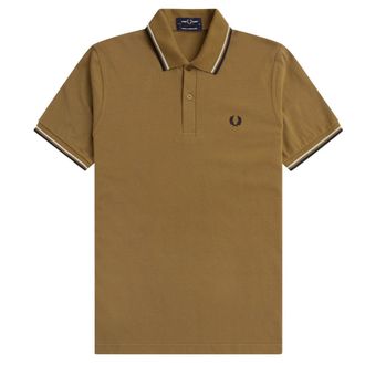 Fred Perry Herenpoloshirt met dubbele kraag (Bruin)