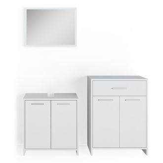 Vicco Conjunto De Muebles De Ba&ntilde;o Kiko, Blanco, 3 Piezas, Con Mueble Alto
