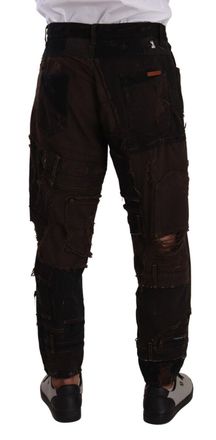 Dolce & Gabbana Mens Brown Cotton Distressed Regular Denim Jeans Elastane Clothing