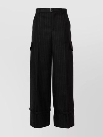 sacai wool chalk stripe wide-leg trousers