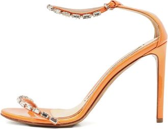 Alexandre Vauthier Sandali in pelle con cristalli 100mm - Arancione