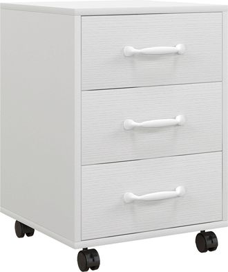 HOMCOM 3 Drawer Rolling File Cabinet With Wheels Under Desk Mobile Filing Cabinet - Black/White - White - HOMCOM | TJ Hughes Black