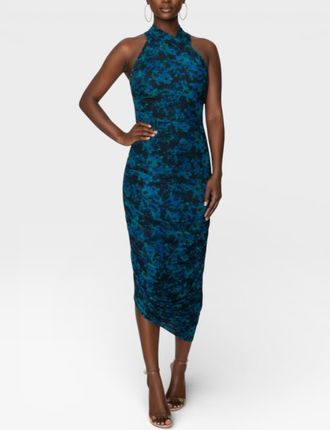 Rachel Roy Lohan Ruched Asymmetrical Dress in Abstract Cobalt Floral at Nordstrom, Size Xx-Large
