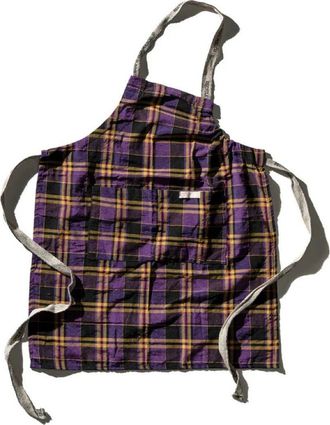 Puebco Recycle Cotton Check Apron in Purple at Nordstrom