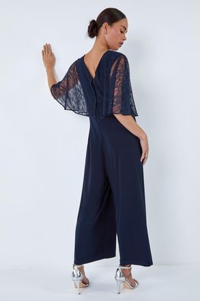 Roman Lace Overlay Wide Leg Jumpsuit