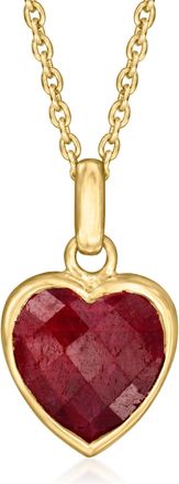 Ross-Simons Ruby Pendant Necklace in 18kt Gold Over Sterling