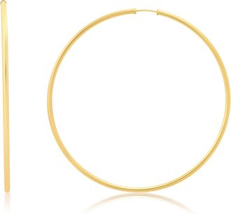 MAX + STONE 14k Yellow Gold 2mm Tube Flex Continuous Hoop Earrings 40MM-80MM