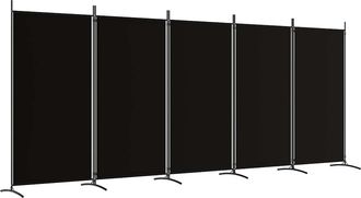 vidaXL Biombo Divisor De 5 Paneles De Tela Negro 433x180 Cm Vidaxl