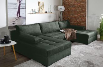 Collection Ab Wohnlandschaft »Josy U-Form, B: 307 cm« mit Bettfunktion & Bettkasten, Federkern