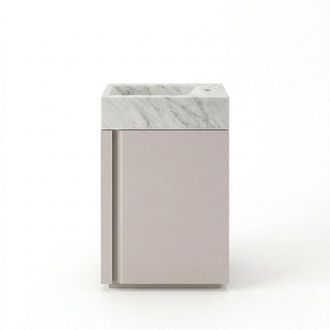 Saniclass Chaci Toiletmeubelset - 40x65cm - 1 deur - 1 kraangat - rechts - fontein natuursteen marmer - mat cotton (beige)