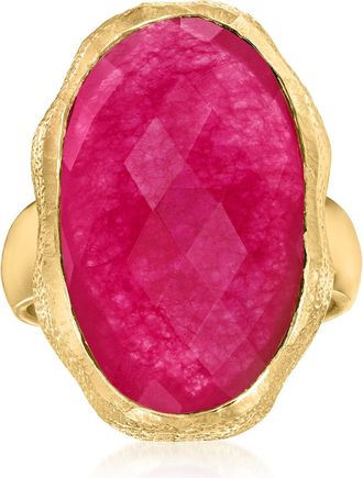 Ross-Simons Pink Quartz Ring in 18kt Gold Over Sterling