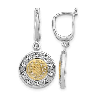 Diamond2Deal Sterling Silver Gold-tone Crystal Drop Dangle Earrings