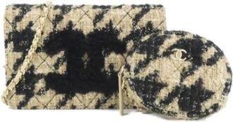 Chanel Pre-owned Chain/Shoulder Wallet - Dames - Vintage Schoudertas - Beige - ONE Size - Tweed - Vintage