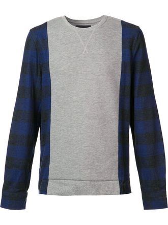 Mostly Heard Rarely Seen plaid sleeves sweatshirt - men - Cotton - S - Grey