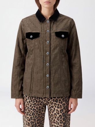 Ganni Giacca a camicia Neppy in cotone check con maniche a palloncino