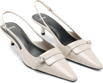 Mango Slingback Kitten Heel Pump in Ecru at Nordstrom, Size 7.5Us