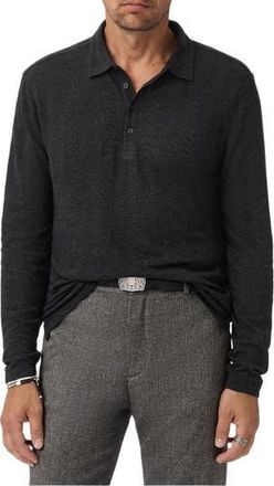 John Varvatos Jalen Three Color Marl Jacquard Long Sleeve Polo in Black at Nordstrom Rack, Size Medium